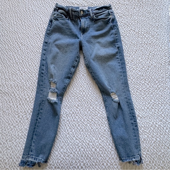 FRAME Le High Skinny Crop Jeans, Clarin, Rips Size 27 - Picture 3 of 16